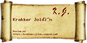 Krakker Jolán névjegykártya